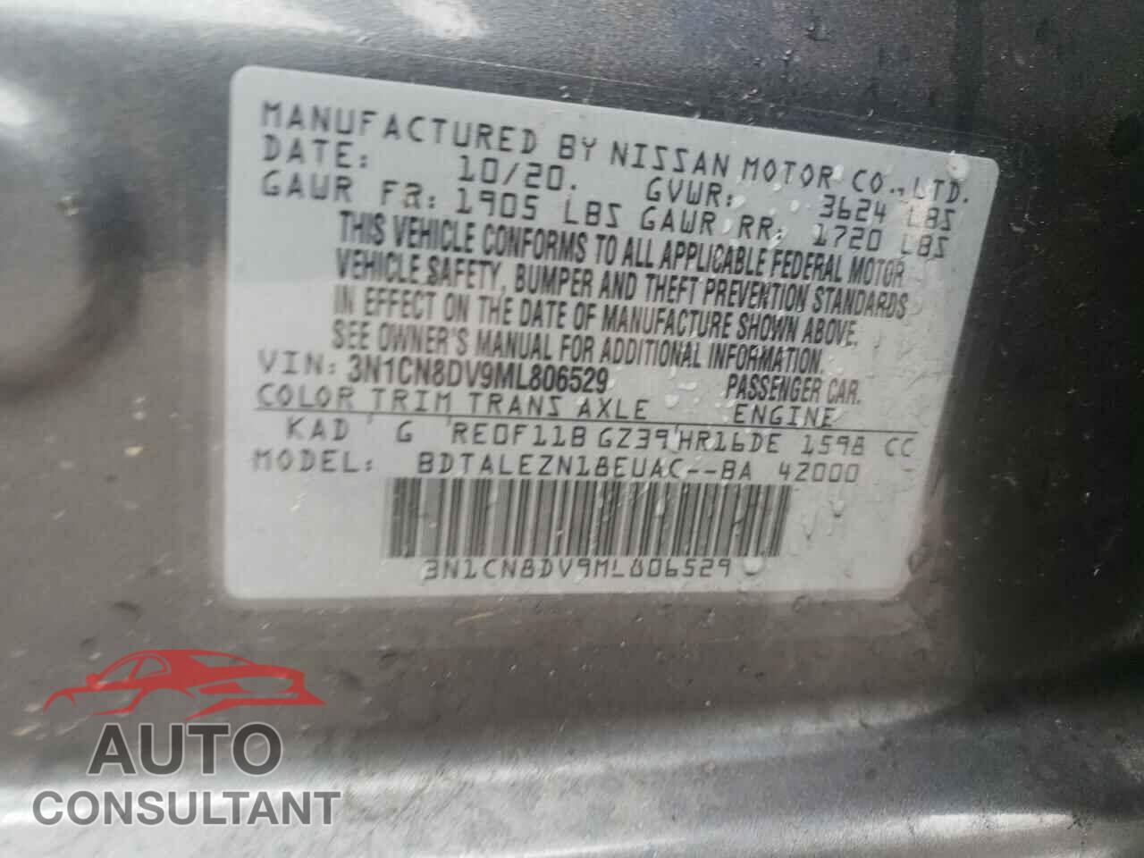 NISSAN VERSA 2021 - 3N1CN8DV9ML806529