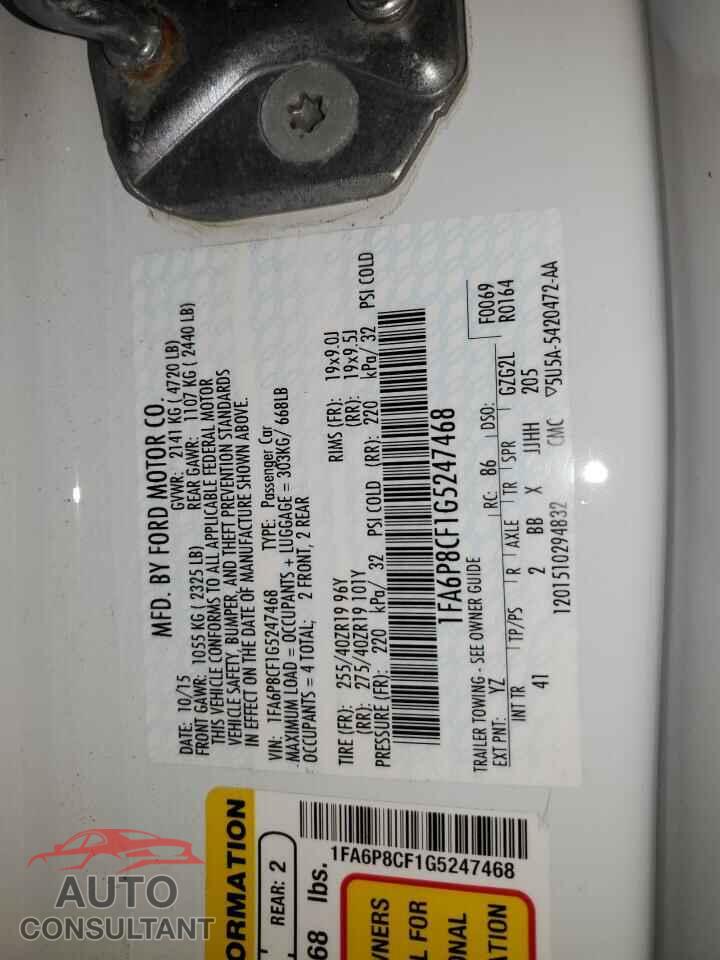 FORD MUSTANG 2016 - 1FA6P8CF1G5247468