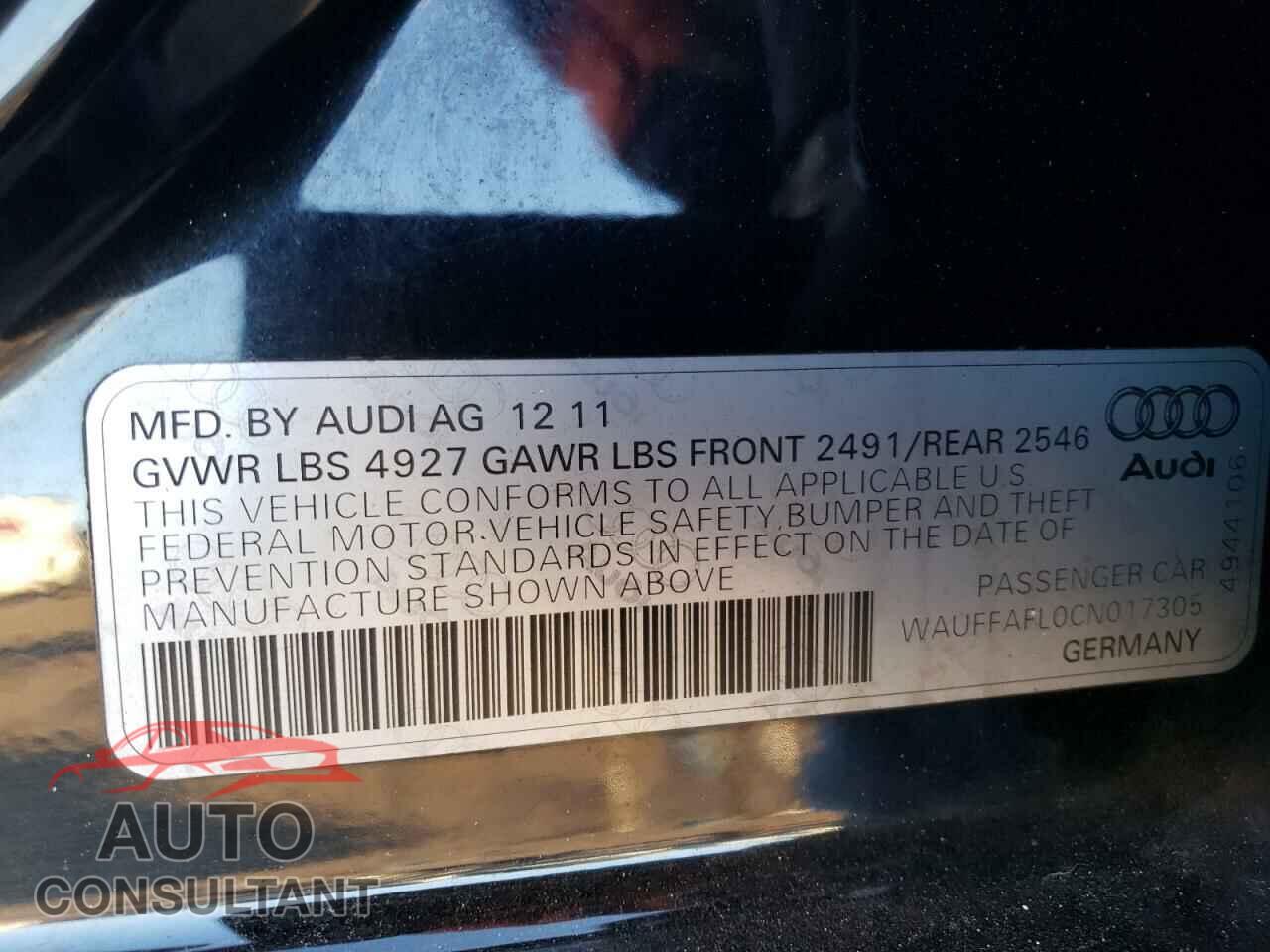 AUDI A4 2012 - WAUFFAFL0CN017305