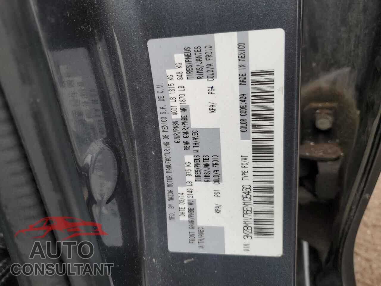 MAZDA 3 2014 - 3MZBM1V76EM105460