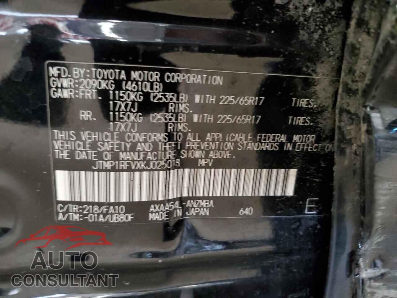 TOYOTA RAV4 2019 - JTMP1RFVXKJ025018