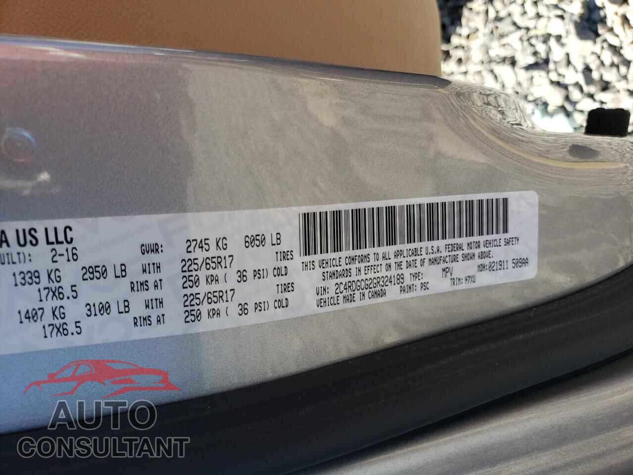 DODGE CARAVAN 2016 - 2C4RDGCG2GR324189