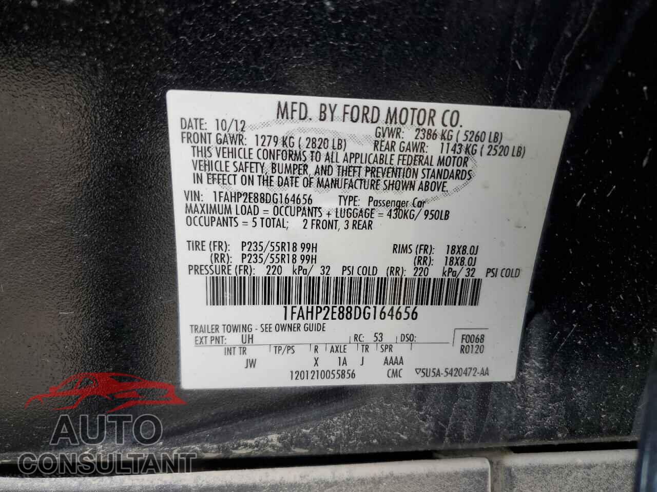 FORD TAURUS 2013 - 1FAHP2E88DG164656