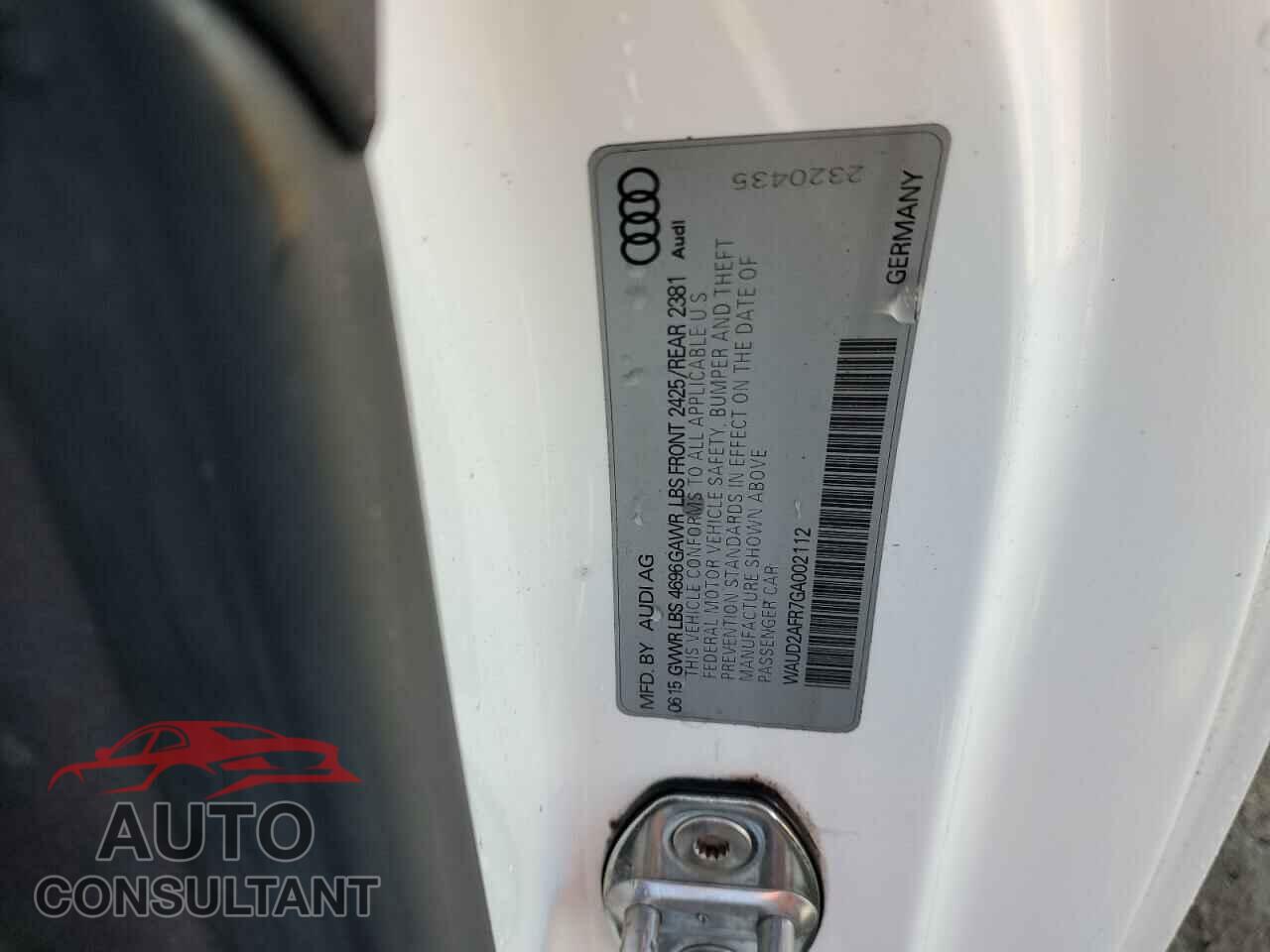 AUDI A5 2016 - WAUD2AFR7GA002112