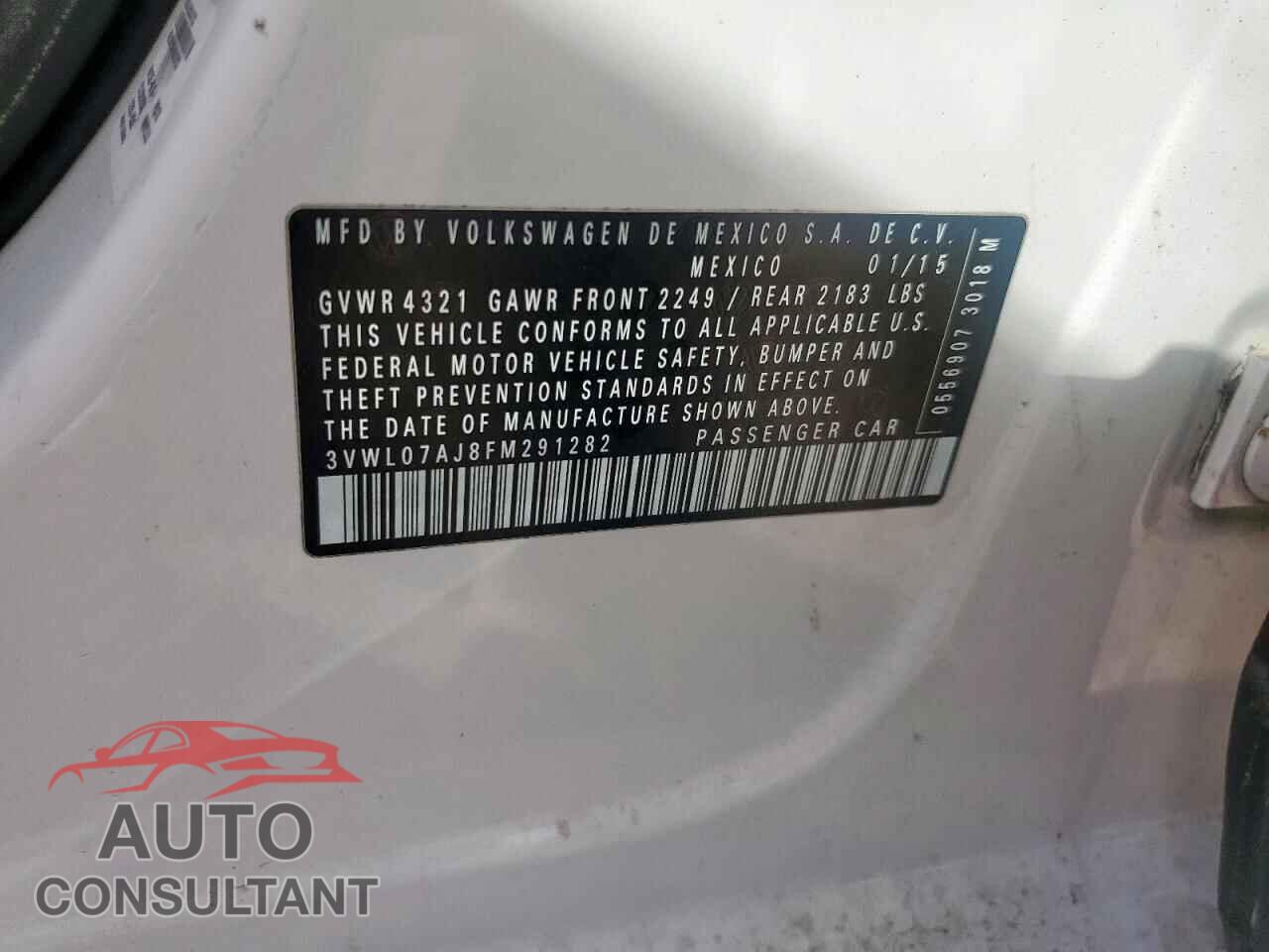VOLKSWAGEN JETTA 2015 - 3VWL07AJ8FM291282