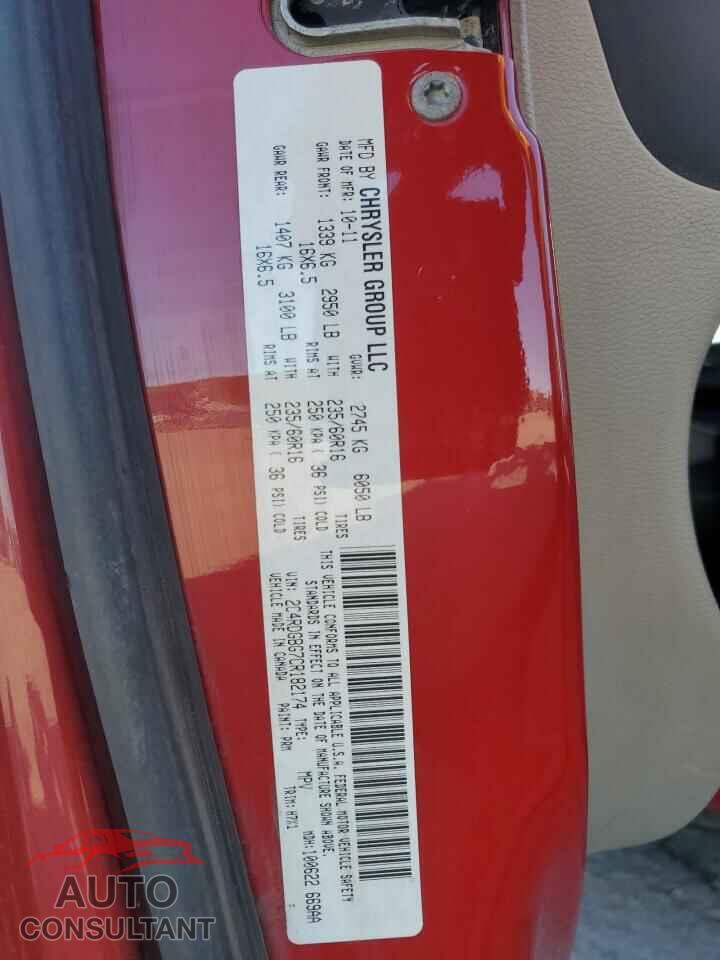 DODGE CARAVAN 2012 - 2C4RDGBG7CR182174