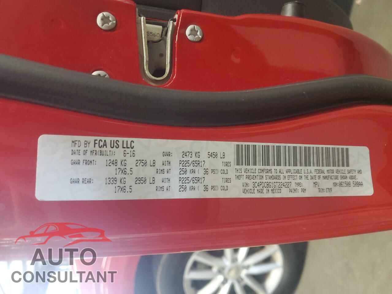 DODGE JOURNEY 2016 - 3C4PDCBG1GT224227