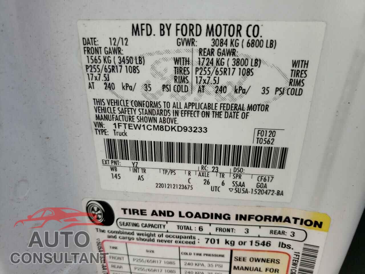 FORD F-150 2013 - 1FTEW1CM8DKD93233