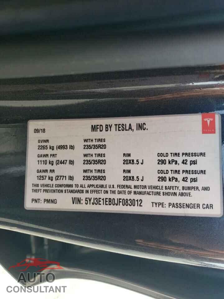 TESLA MODEL 3 2018 - 5YJ3E1EB0JF083012