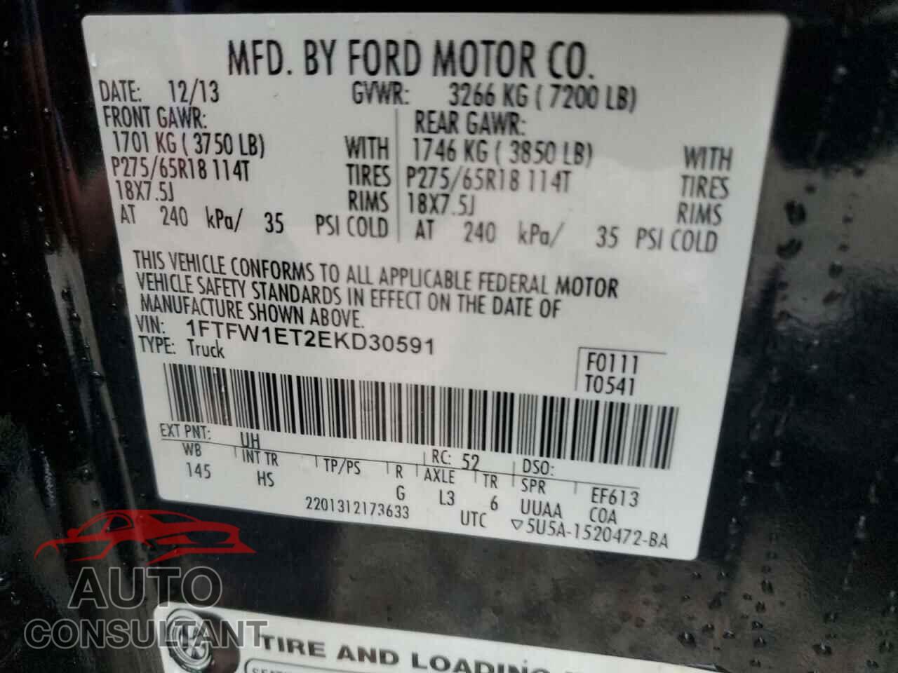 FORD F-150 2014 - 1FTFW1ET2EKD30591