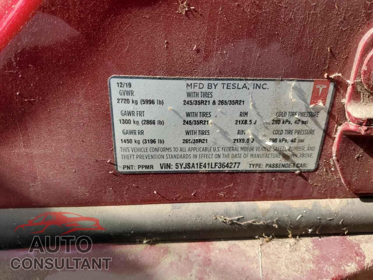 TESLA MODEL S 2020 - 5YJSA1E41LF364277
