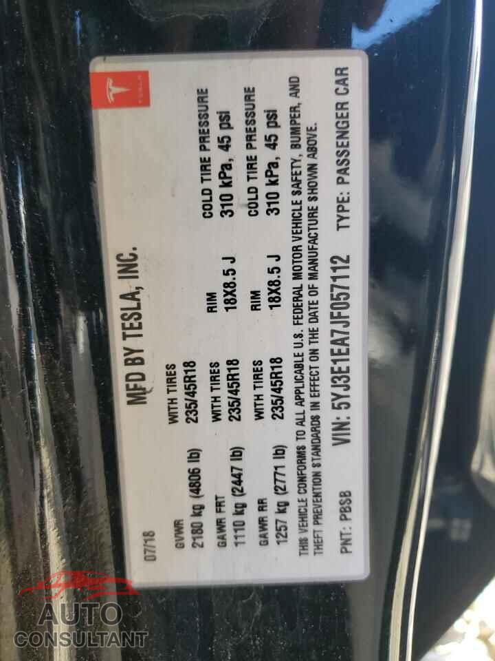 TESLA MODEL 3 2018 - 5YJ3E1EA7JF057112