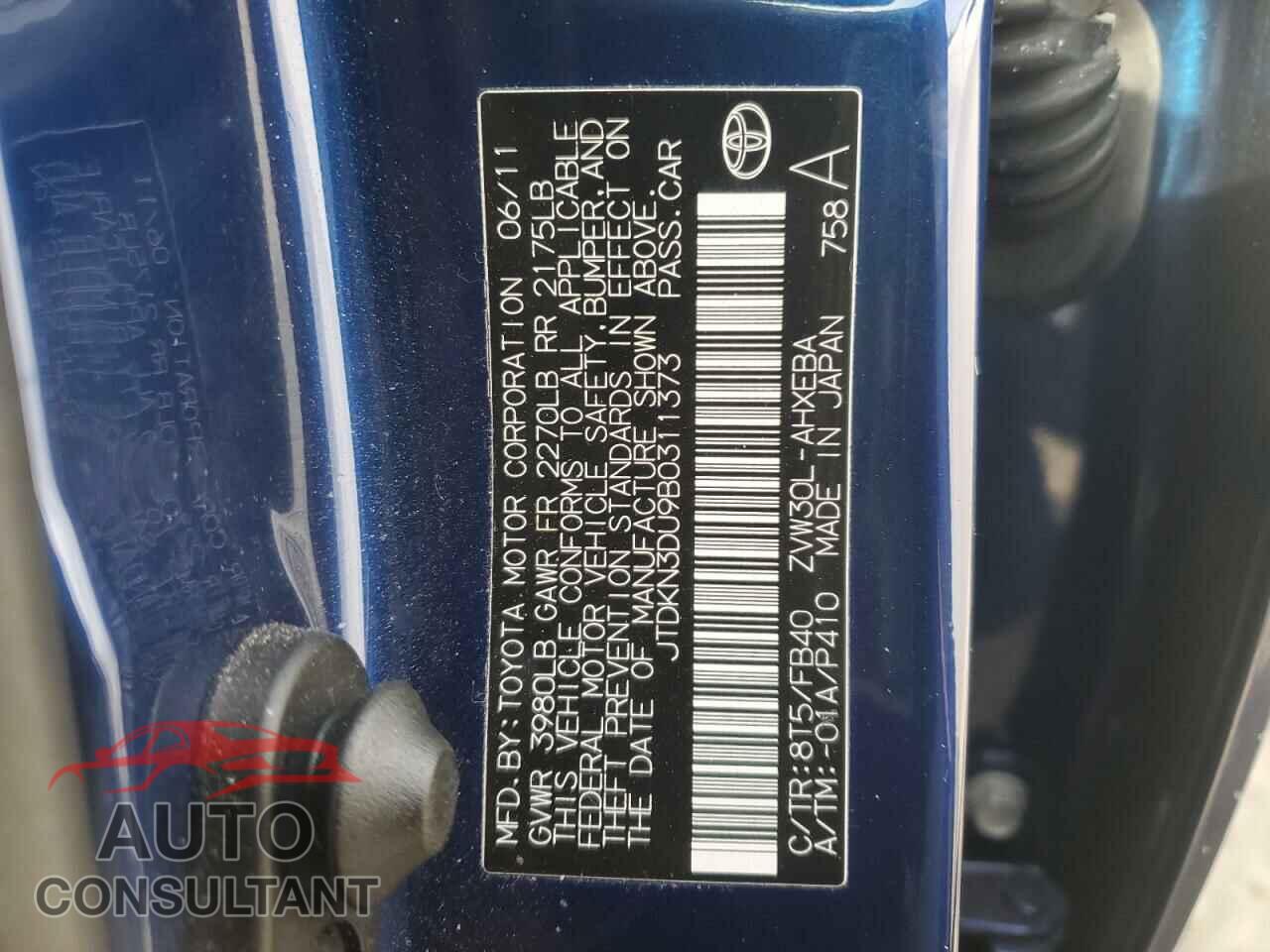 TOYOTA PRIUS 2011 - JTDKN3DU9B0311373