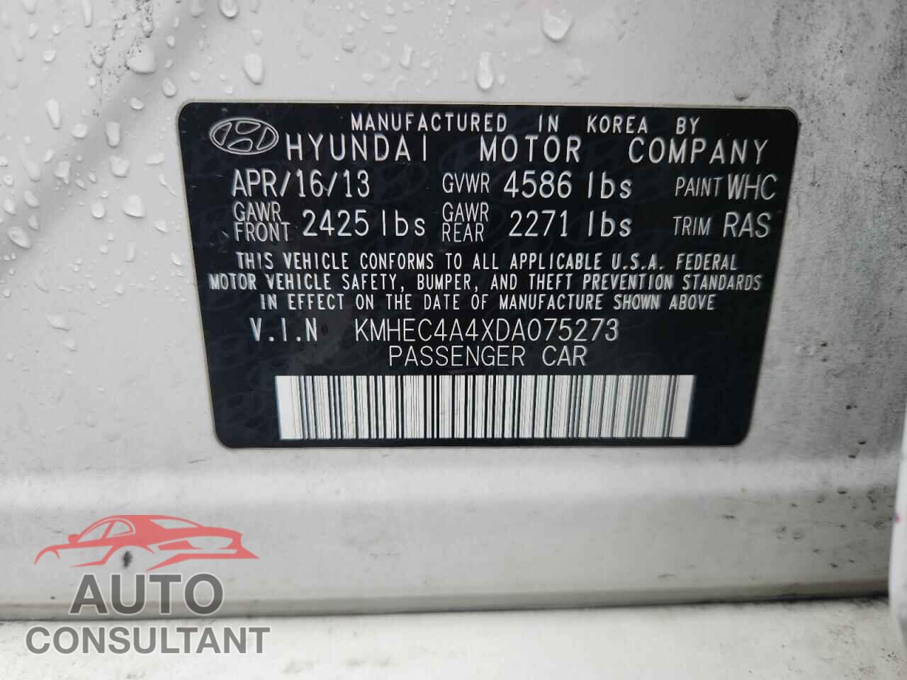HYUNDAI SONATA 2013 - KMHEC4A4XDA075273