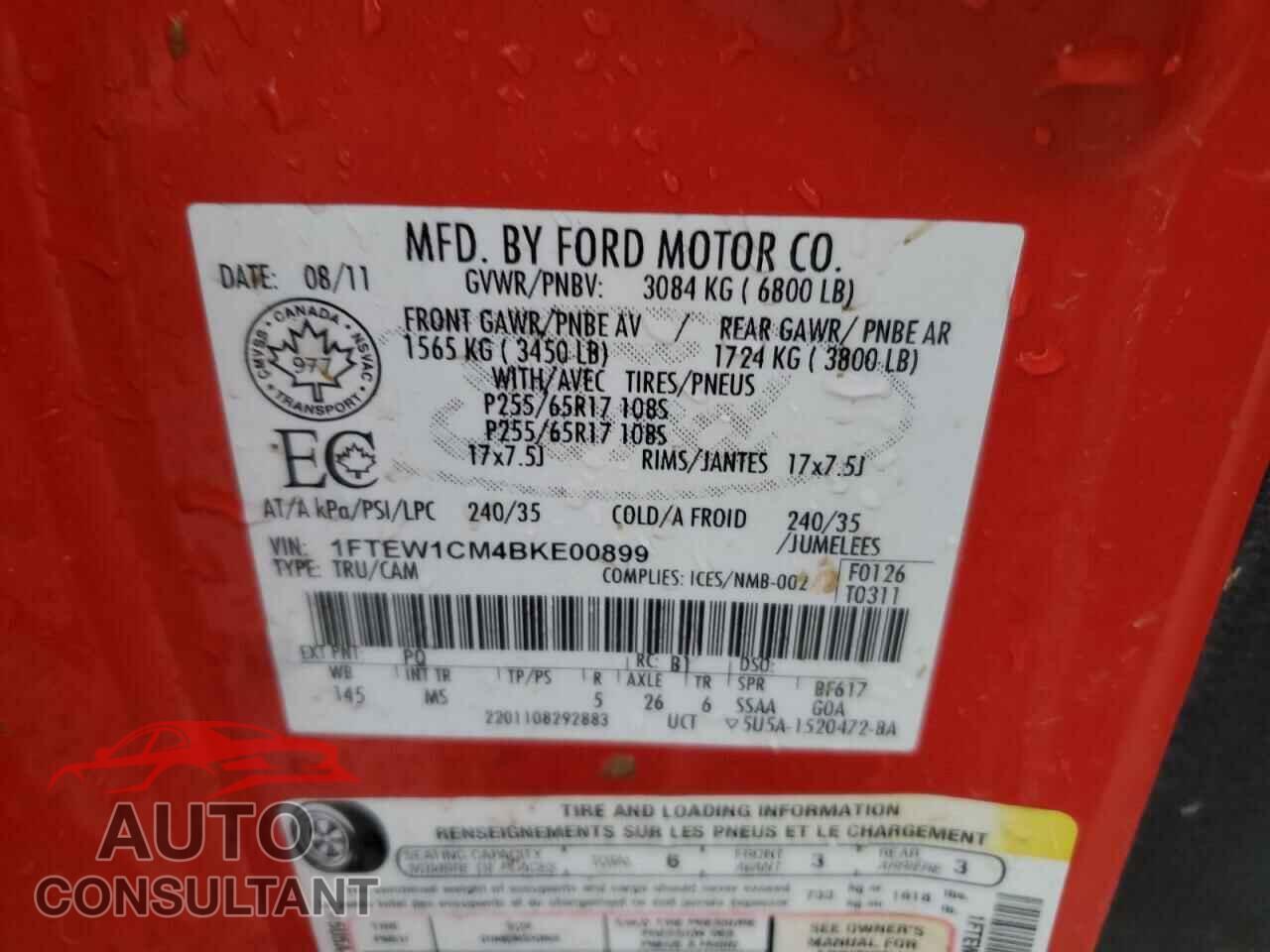 FORD F-150 2011 - 1FTEW1CM4BKE00899