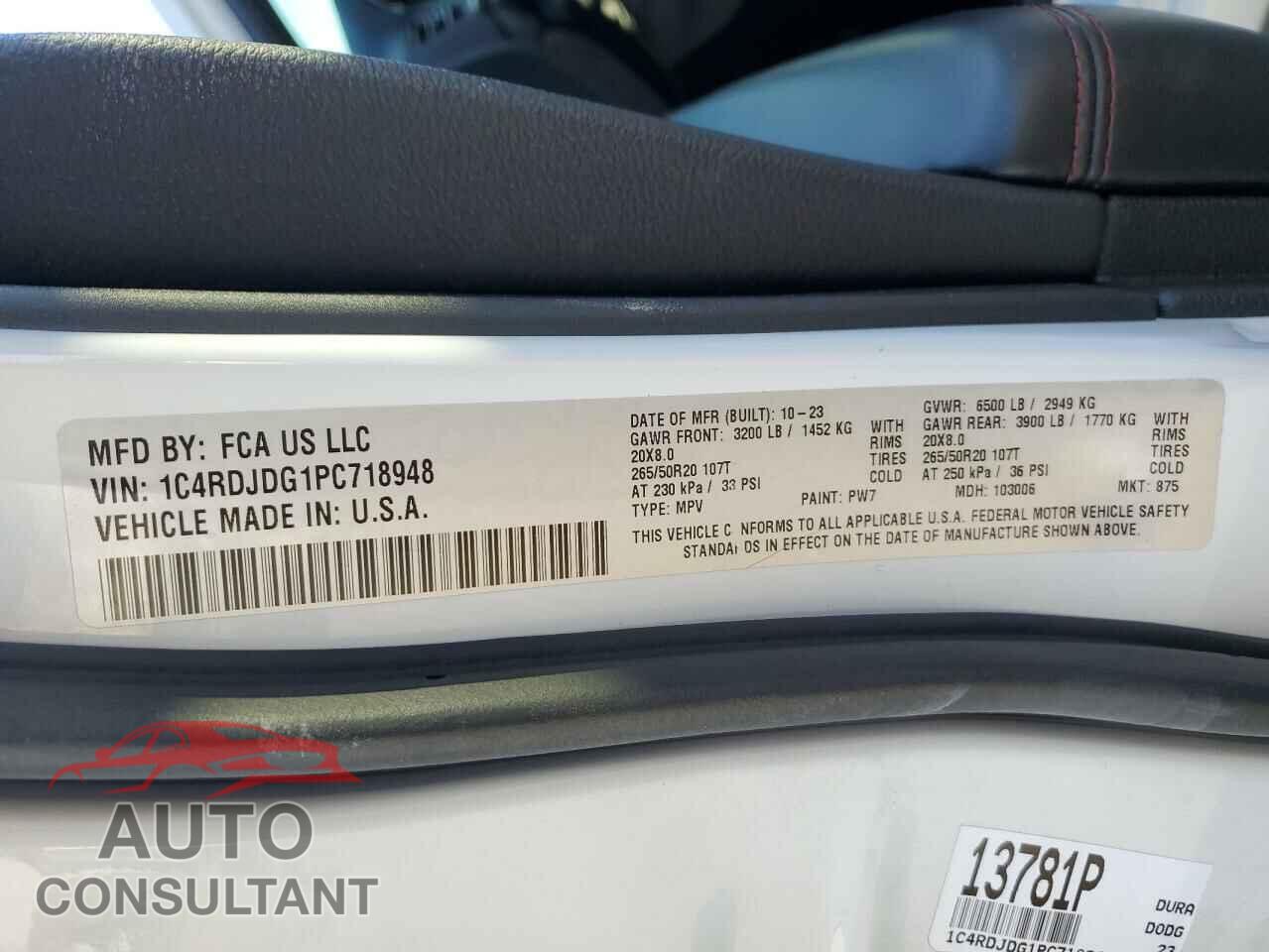DODGE DURANGO 2023 - 1C4RDJDG1PC718948