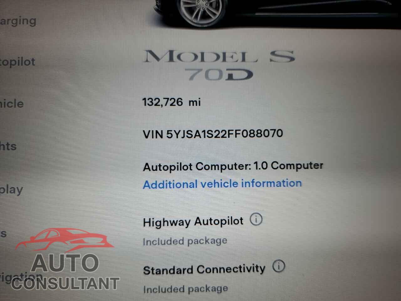 TESLA MODEL S 2015 - 5YJSA1S22FF088070