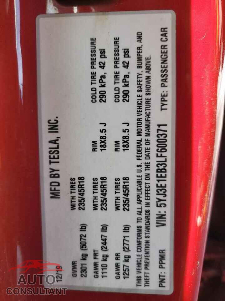 TESLA MODEL 3 2020 - 5YJ3E1EB3LF600371