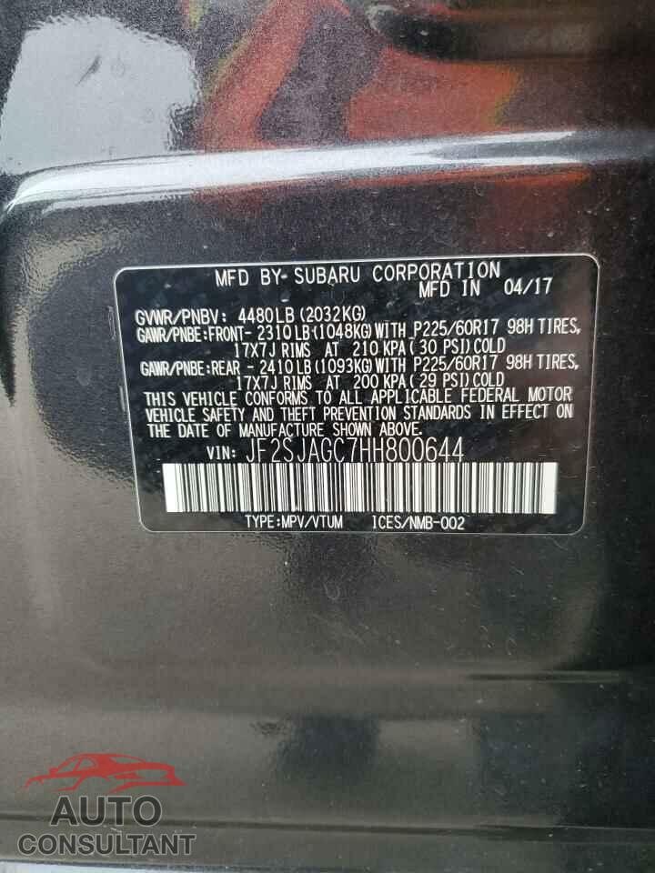 SUBARU FORESTER 2017 - JF2SJAGC7HH800644