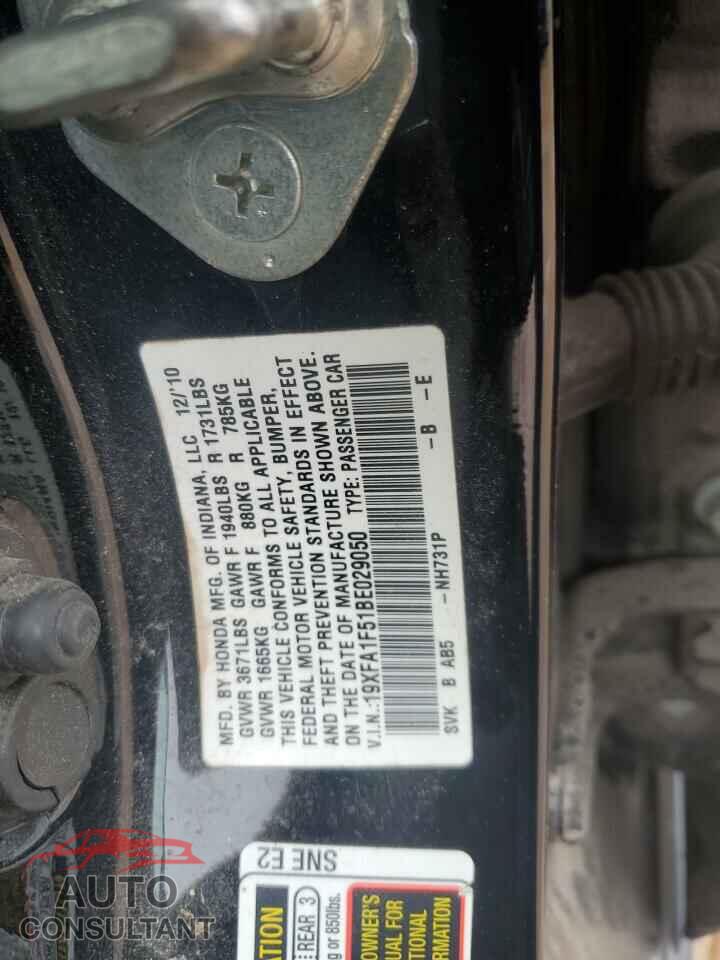 HONDA CIVIC 2011 - 19XFA1F51BE029050