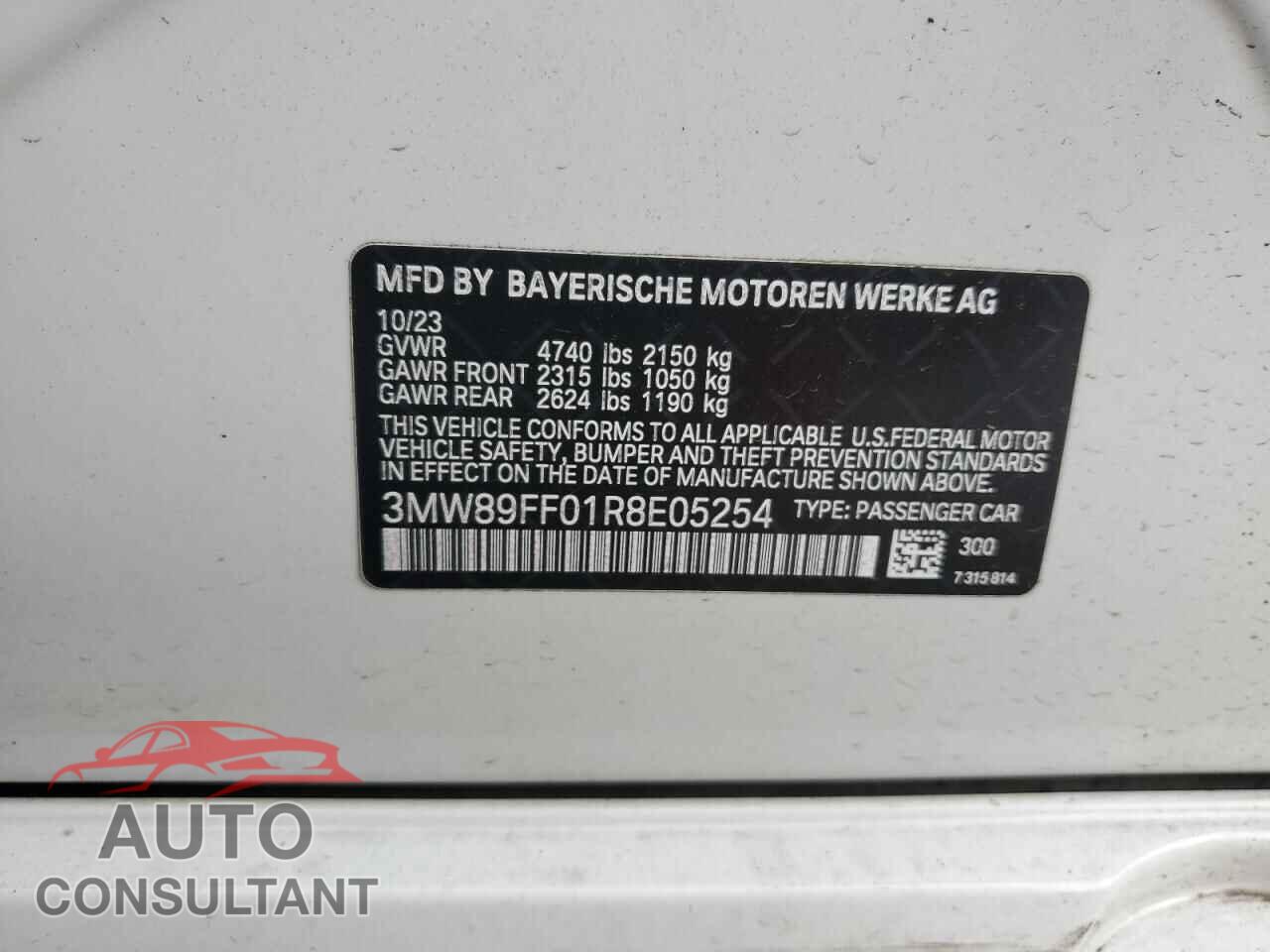 BMW 3 SERIES 2024 - 3MW89FF01R8E05254