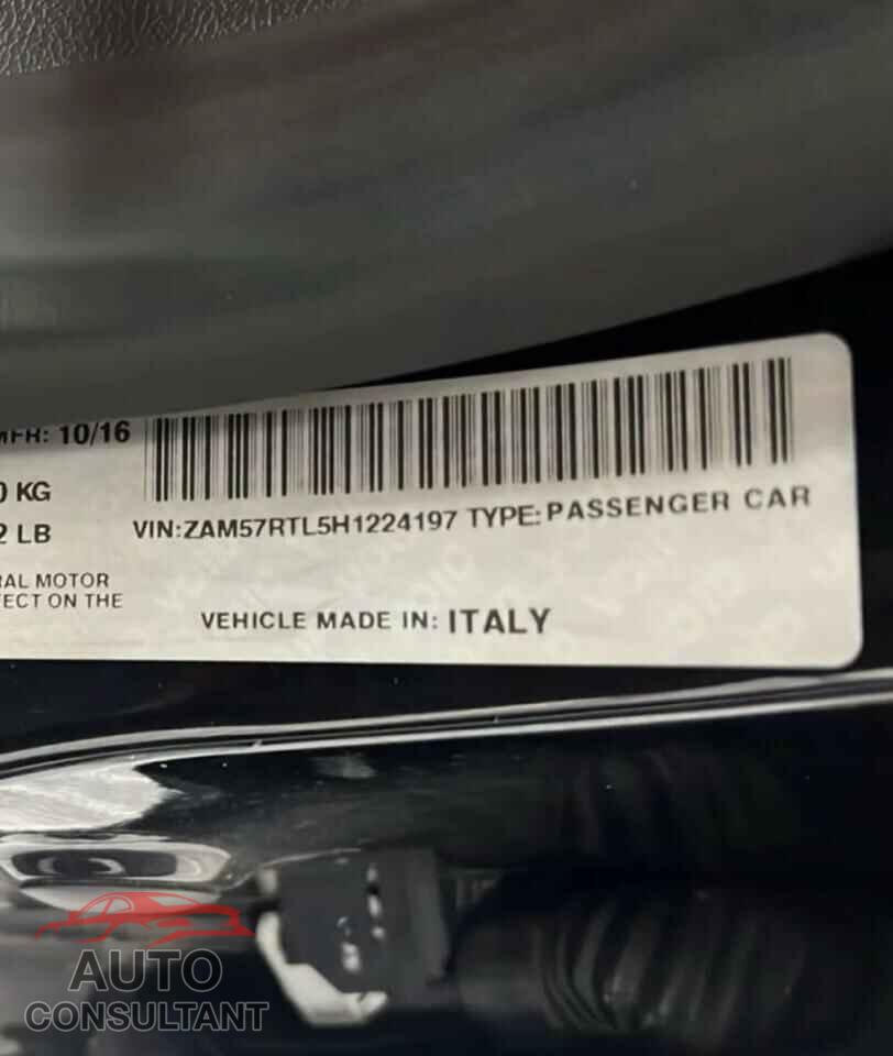 MASERATI ALL MODELS 2017 - ZAM57RTL5H1224197