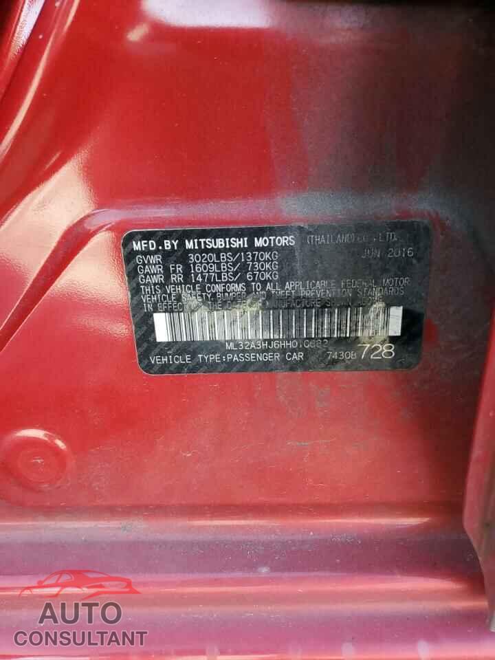 MITSUBISHI MIRAGE 2017 - ML32A3HJ6HH010682