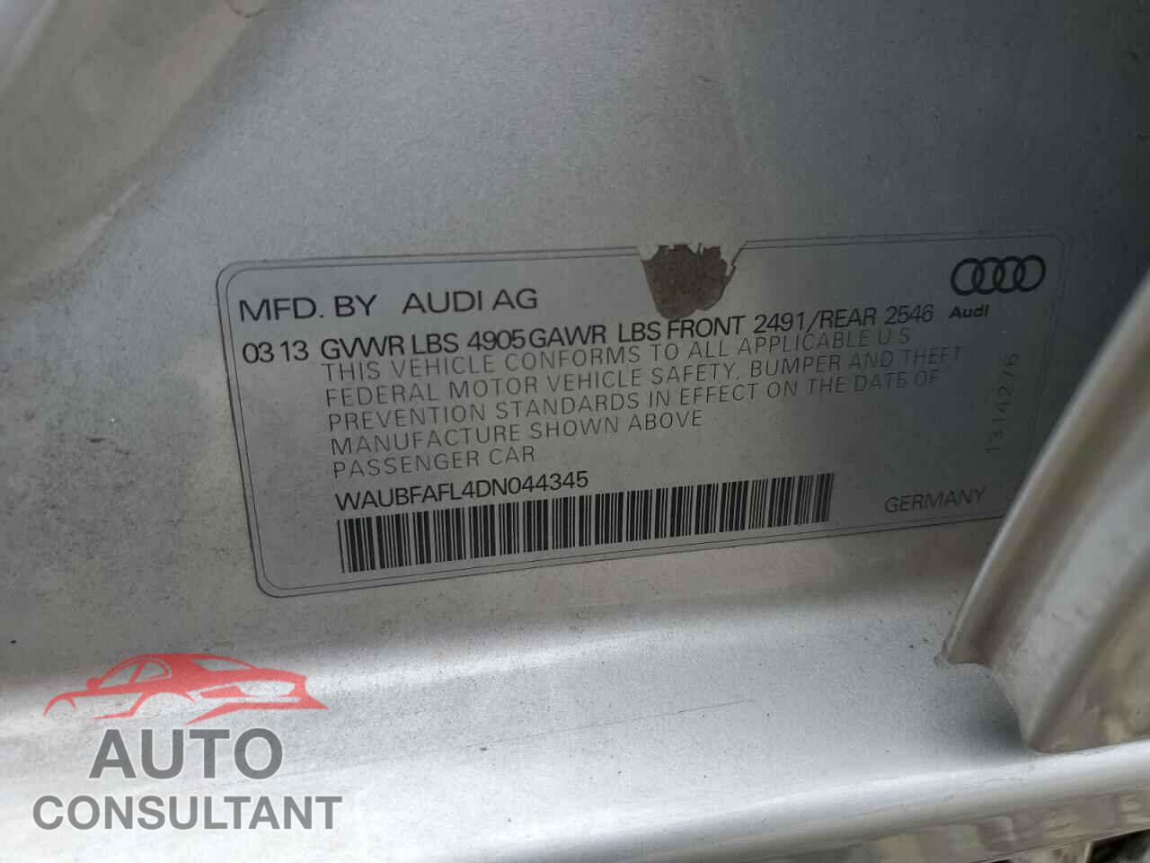 AUDI A4 2013 - WAUBFAFL4DN044345