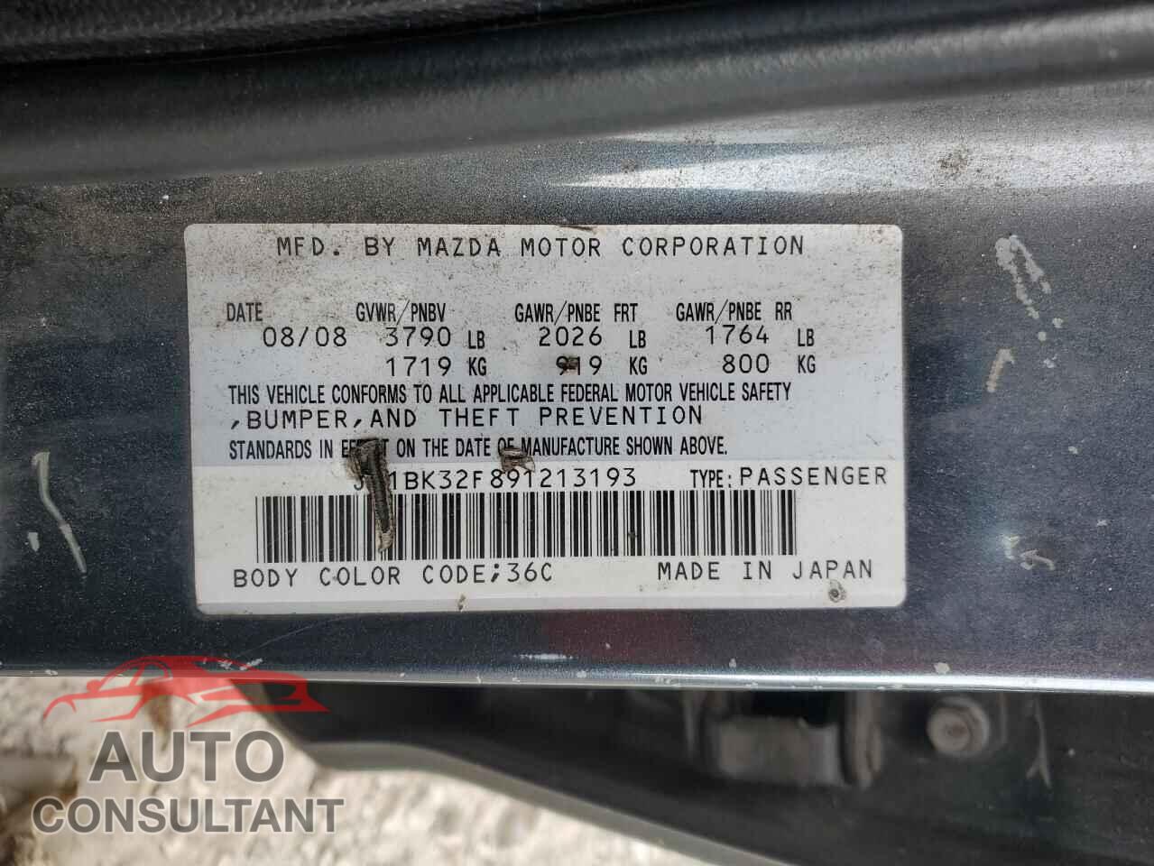 MAZDA 3 2009 - JM1BK32F891213193