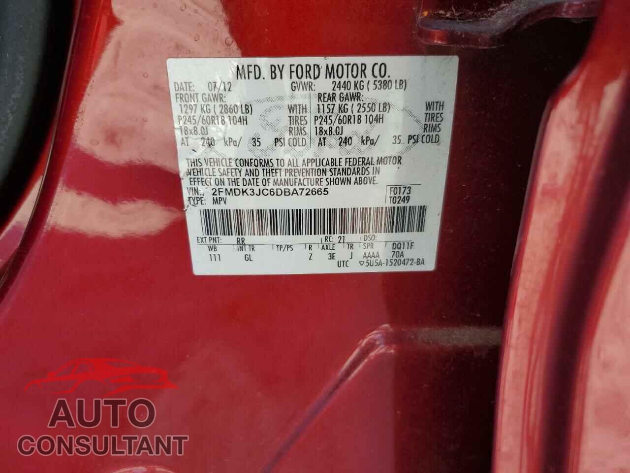 FORD EDGE 2013 - 2FMDK3JC6DBA72665