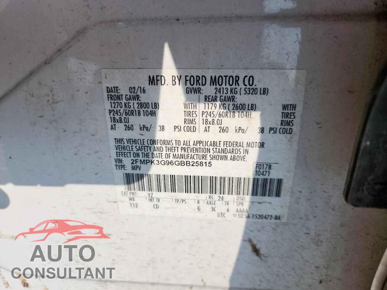 FORD EDGE 2016 - 2FMPK3G96GBB25815