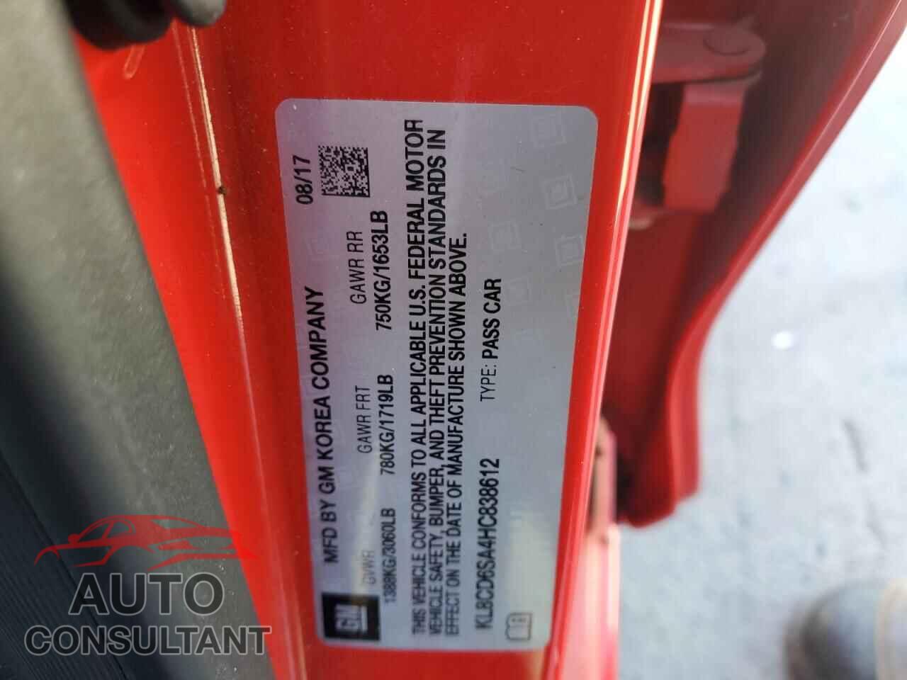 CHEVROLET SPARK 2017 - KL8CD6SA4HC838612