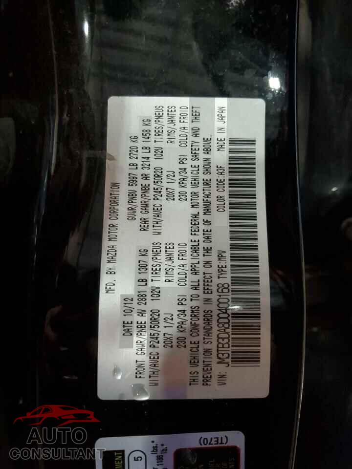MAZDA CX-9 2013 - JM3TB3DA8D0400168