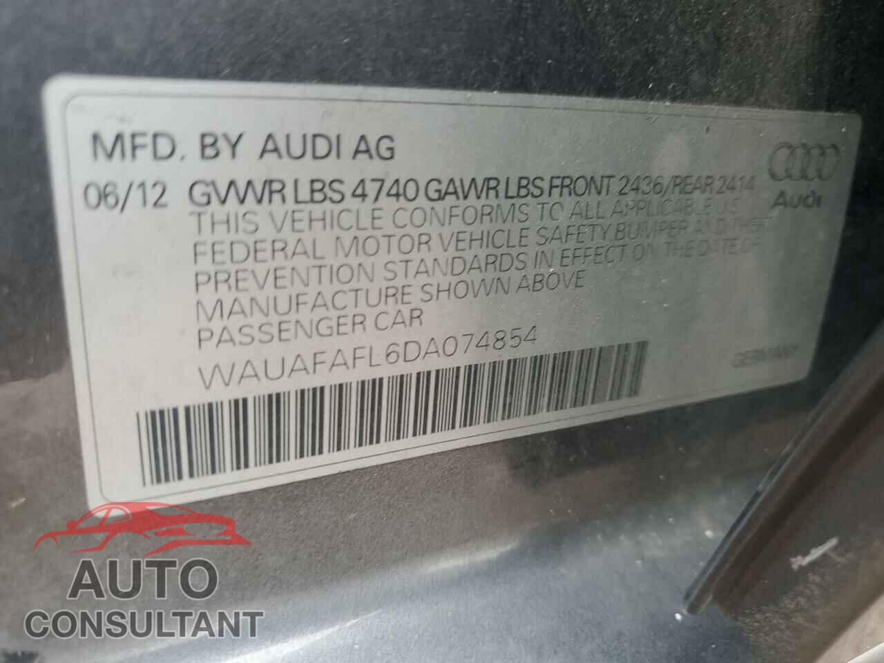 AUDI A4 2013 - WAUAFAFL6DA074854
