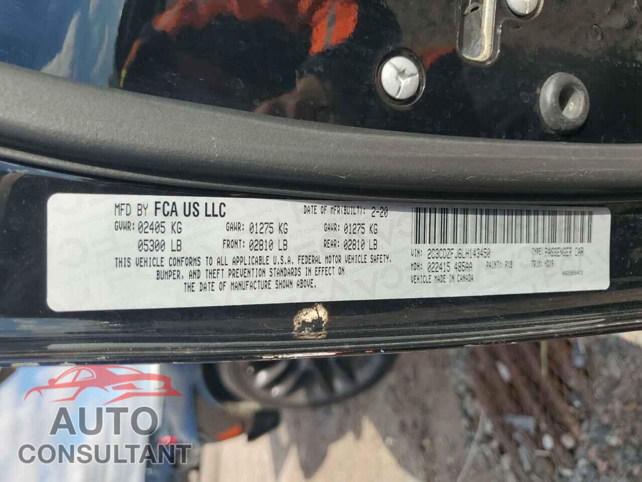 DODGE CHALLENGER 2020 - 2C3CDZFJ6LH143450