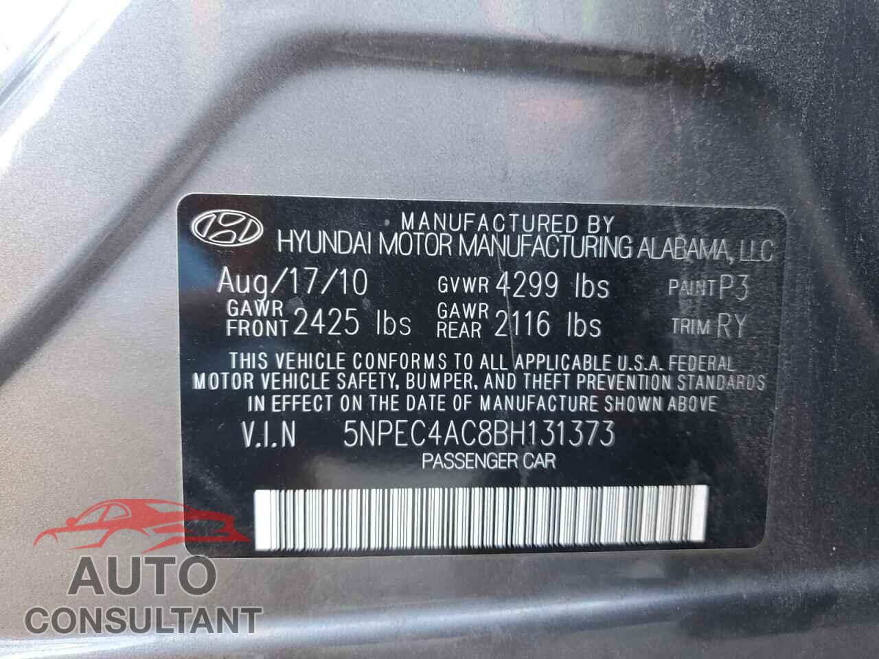 HYUNDAI SONATA 2011 - 5NPEC4AC8BH131373