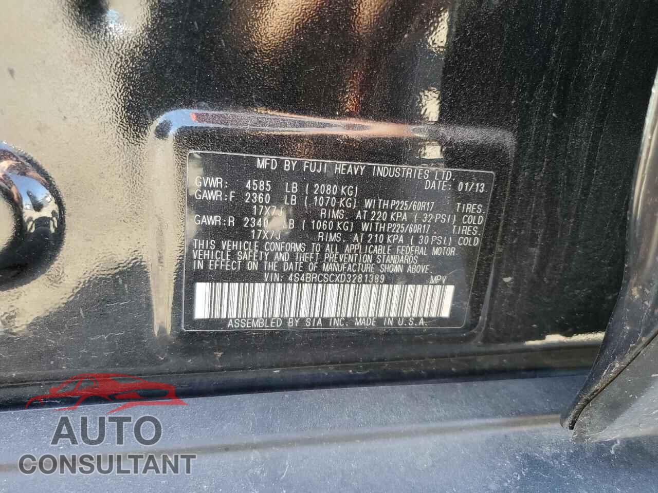 SUBARU OUTBACK 2013 - 4S4BRCSCXD3281389