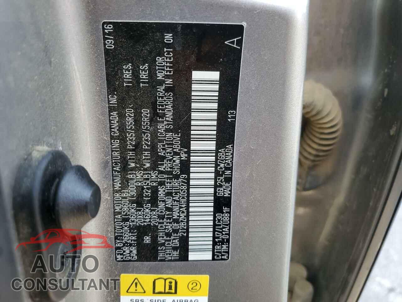 LEXUS RX350 2017 - 2T2BZMCA4HC058779