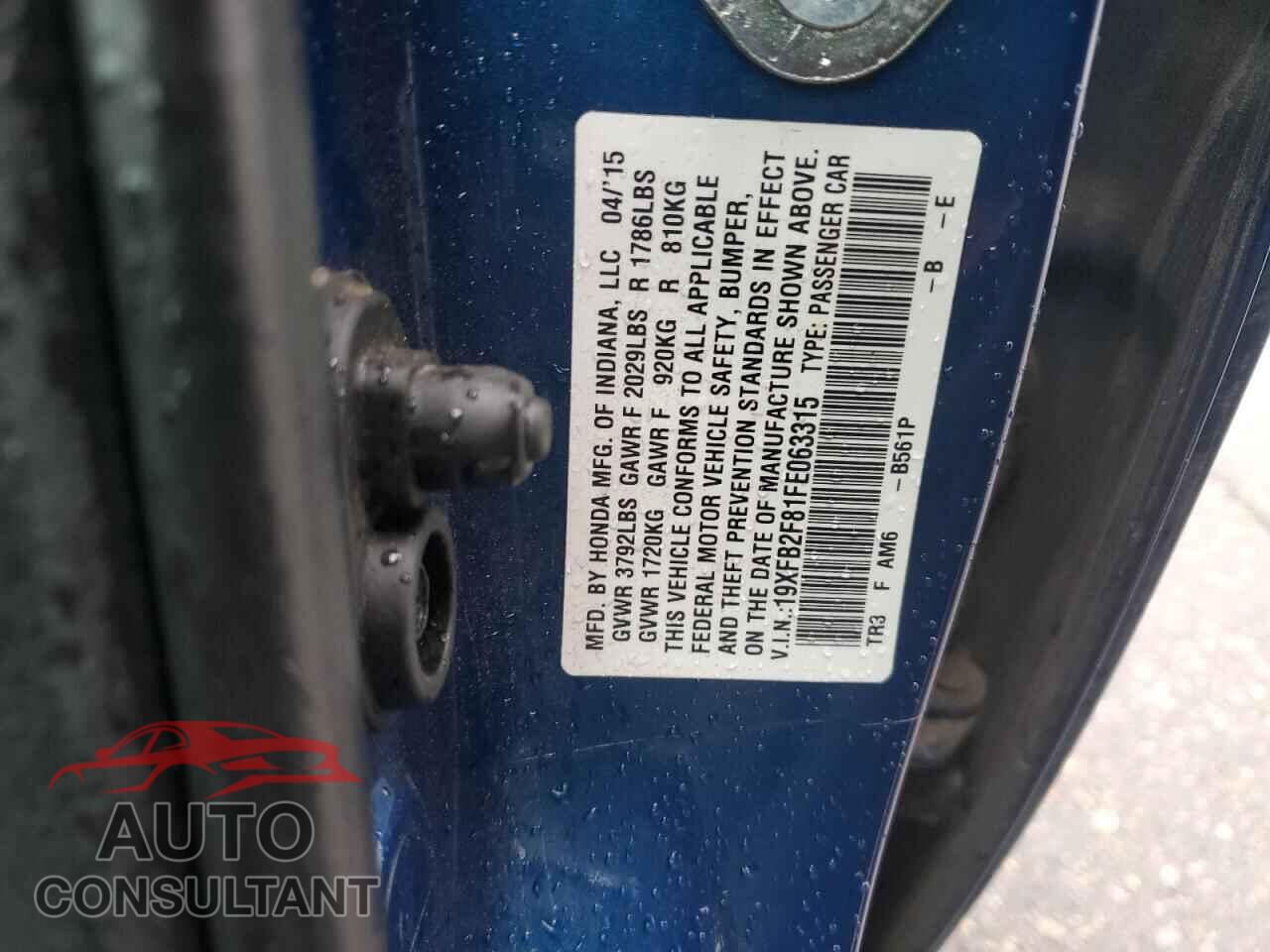 HONDA CIVIC 2015 - 19XFB2F81FE063315