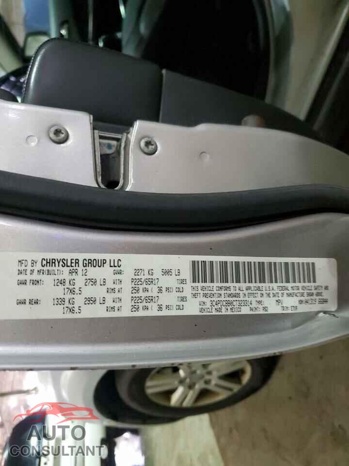 DODGE JOURNEY 2012 - 3C4PDCBB0CT323314
