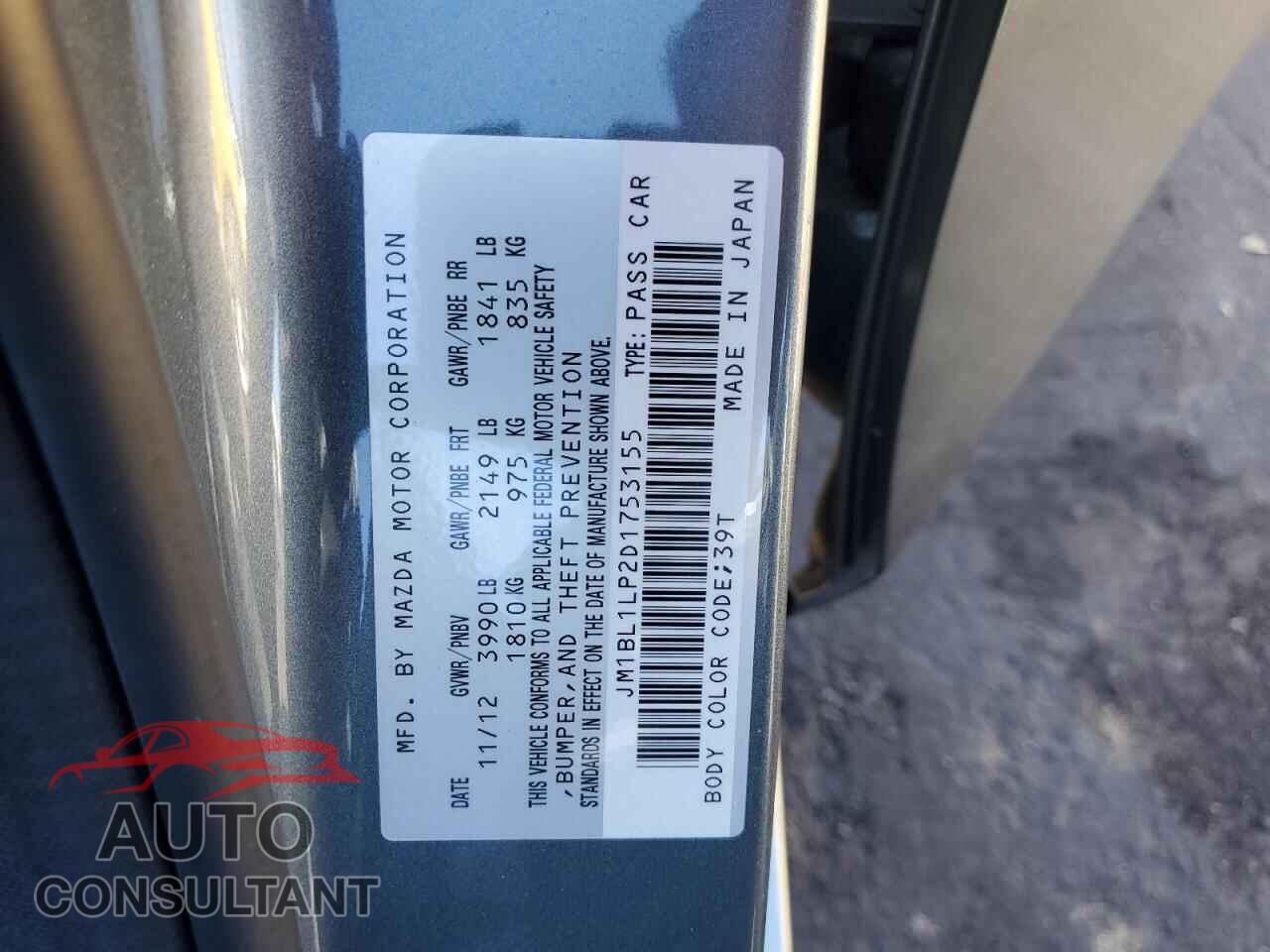 MAZDA 3 2013 - JM1BL1LP2D1753155