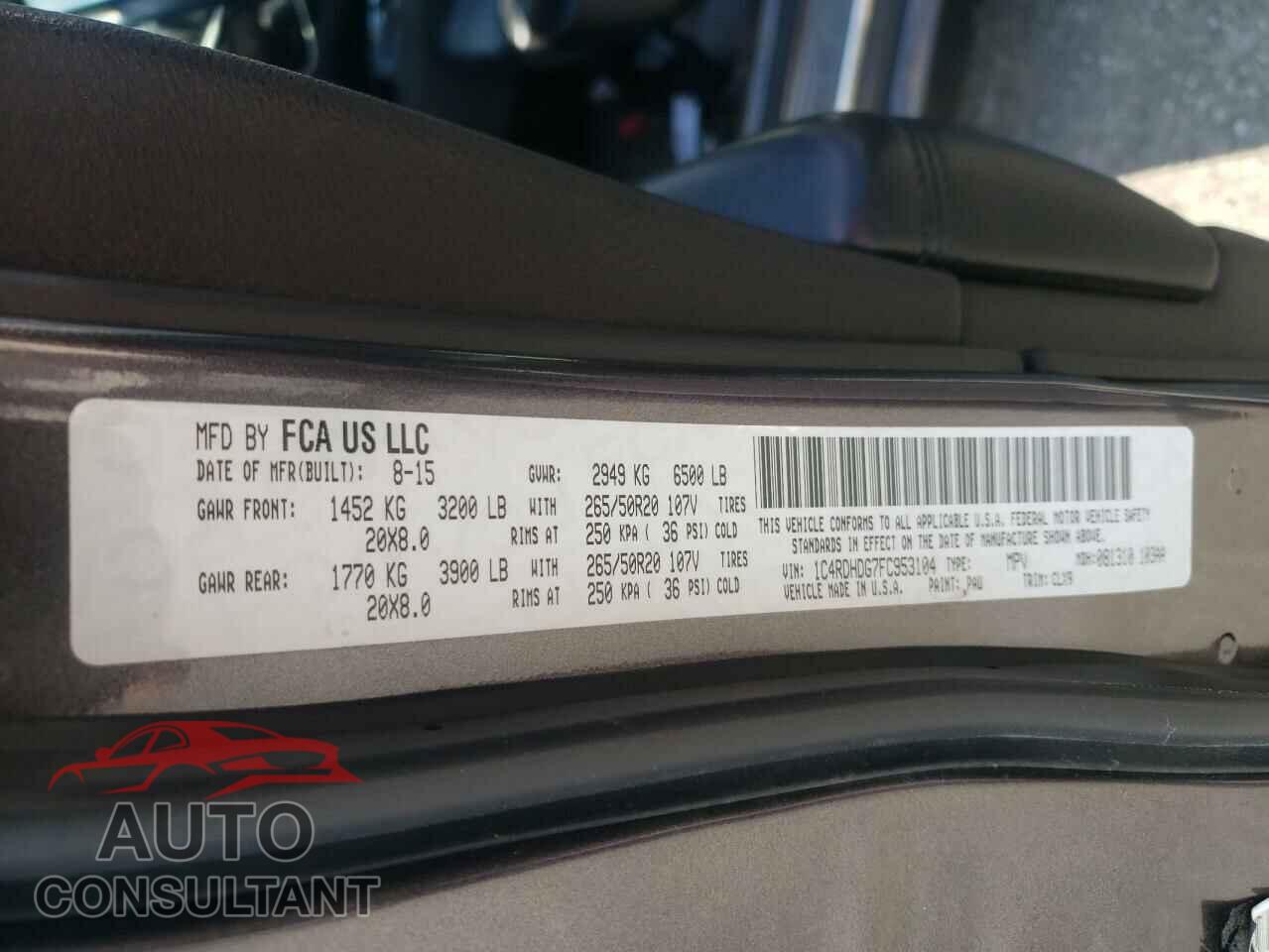 DODGE DURANGO 2015 - 1C4RDHDG7FC953104