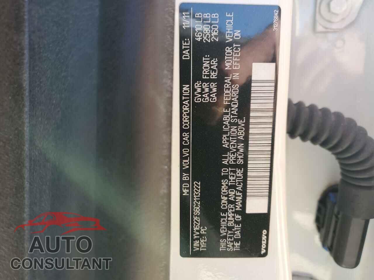 VOLVO S60 2012 - YV1622FS6C2113222
