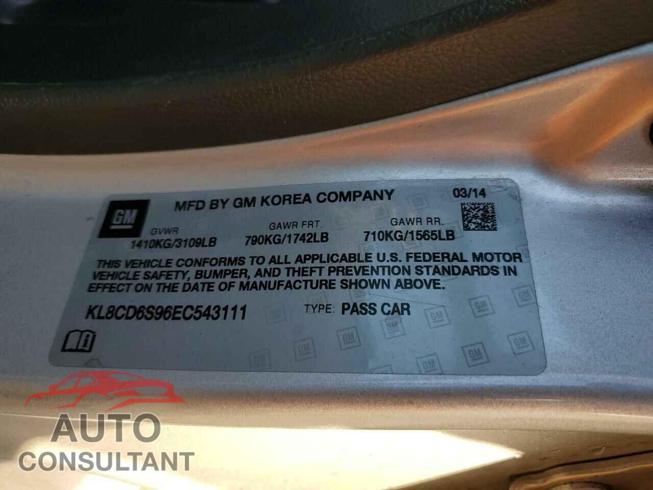 CHEVROLET SPARK 2014 - KL8CD6S96EC543111