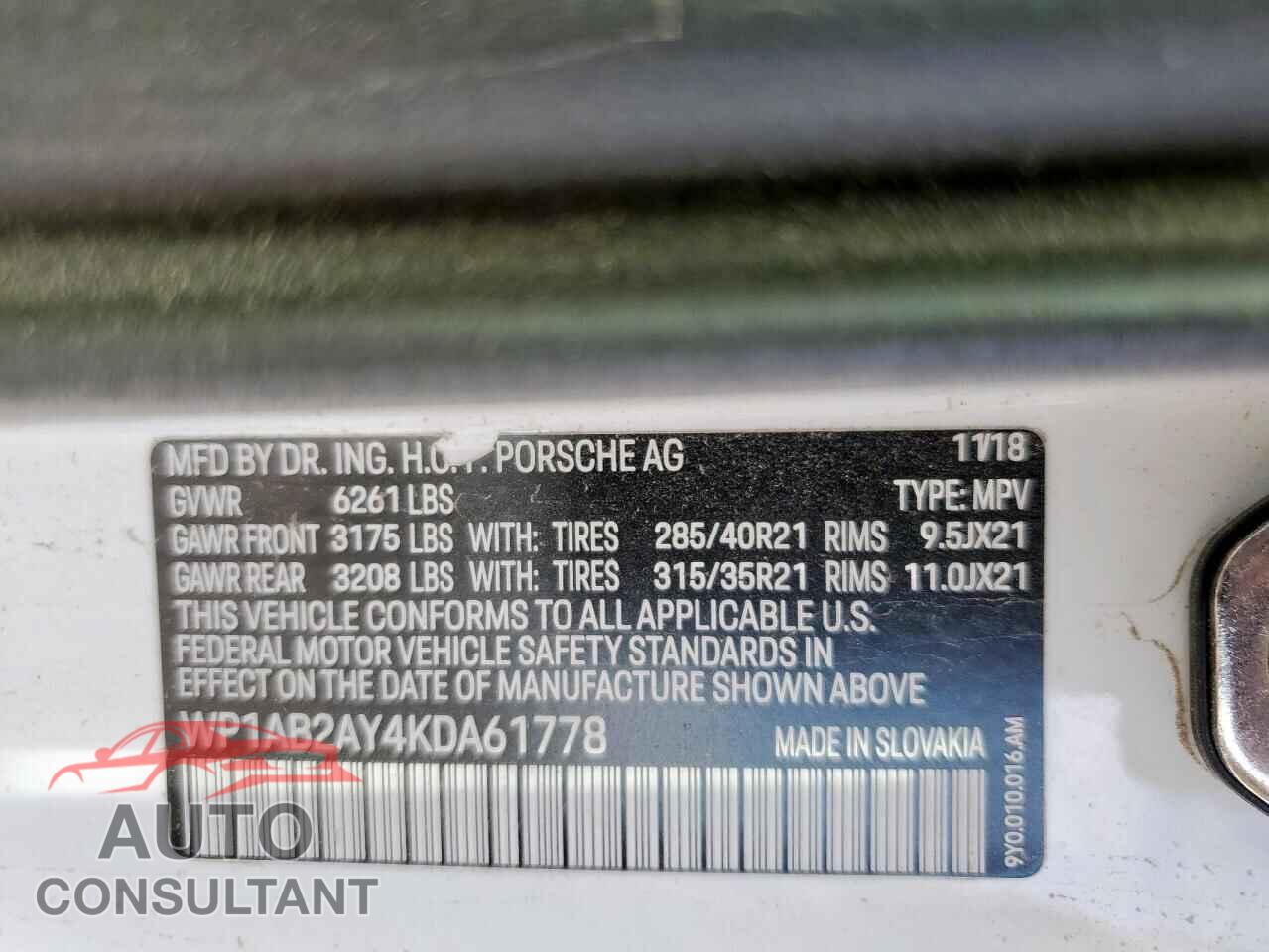 PORSCHE CAYENNE 2019 - WP1AB2AY4KDA61778