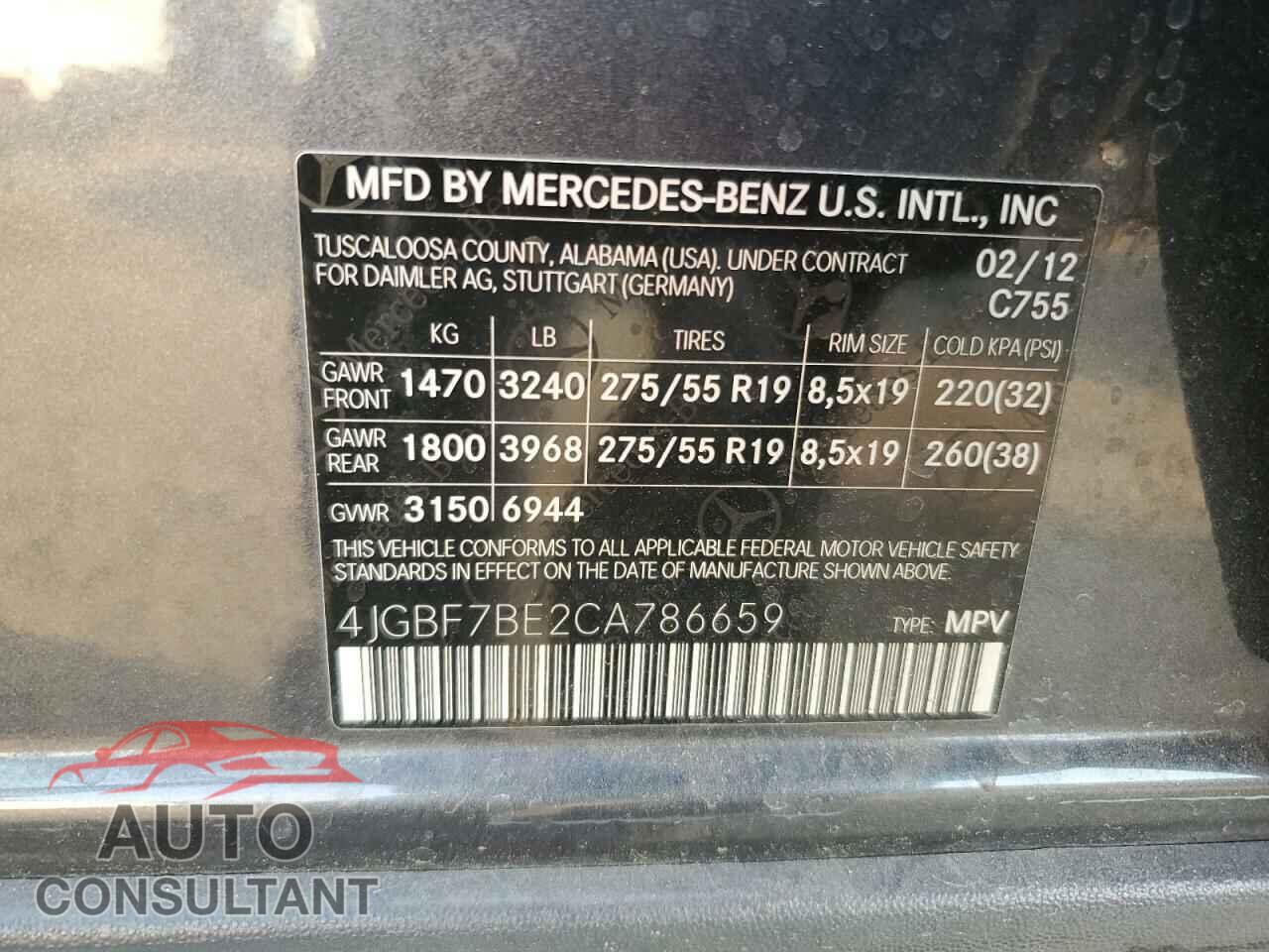 MERCEDES-BENZ GL-CLASS 2012 - 4JGBF7BE2CA786659