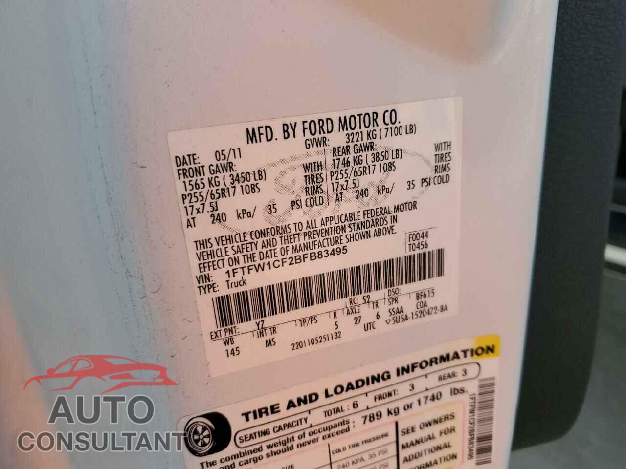FORD F-150 2011 - 1FTFW1CF2BFB83495