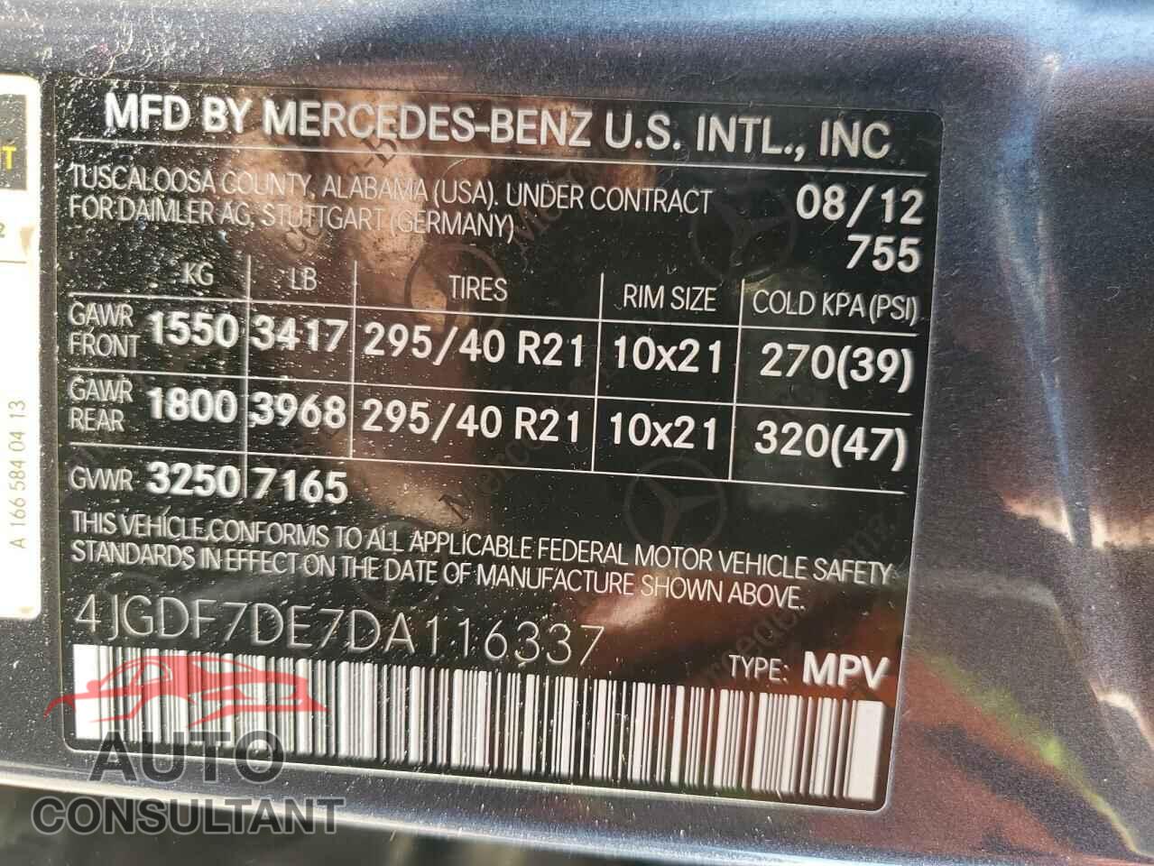 MERCEDES-BENZ GL-CLASS 2013 - 4JGDF7DE7DA116337