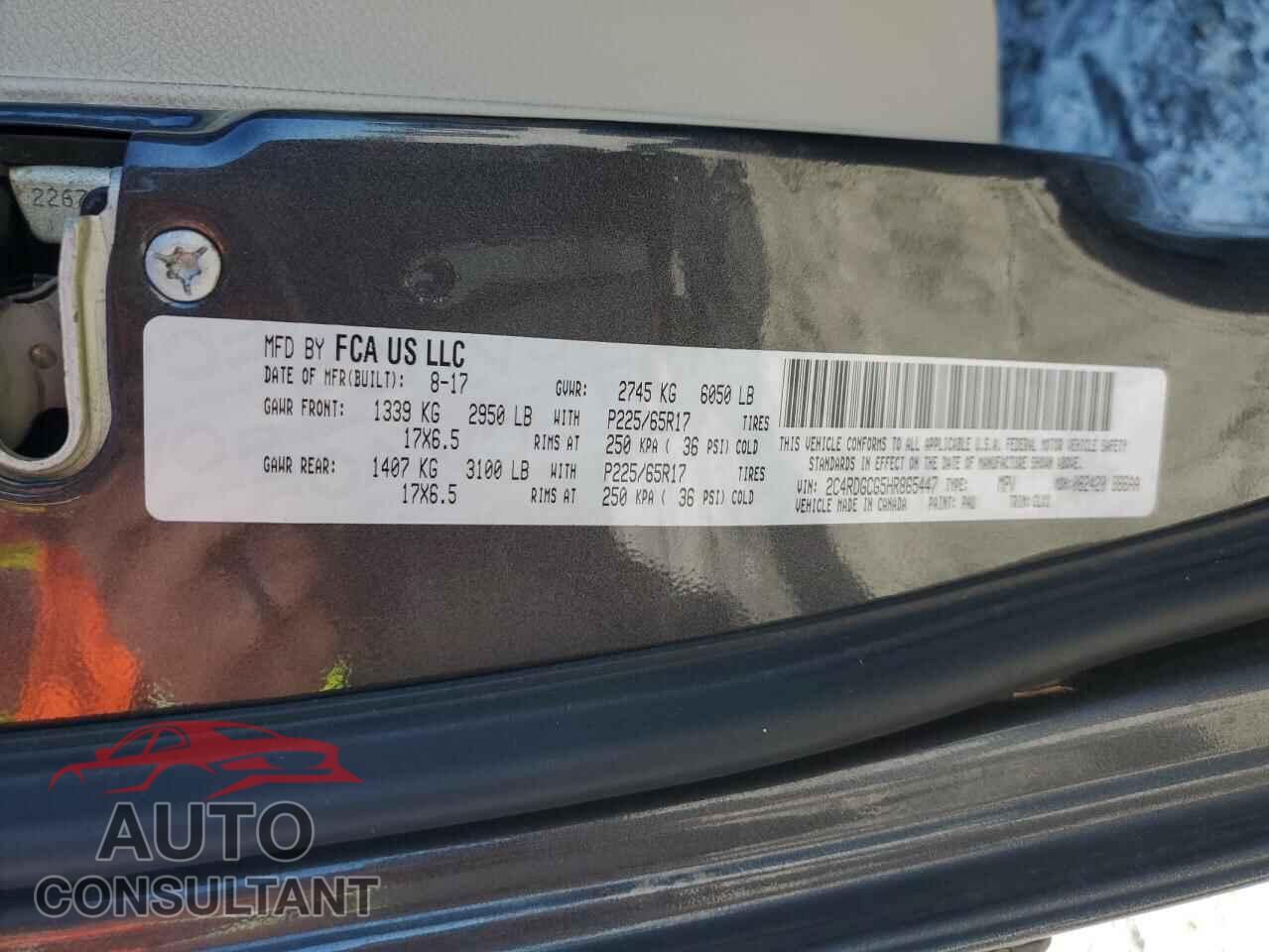 DODGE CARAVAN 2017 - 2C4RDGCG5HR865447