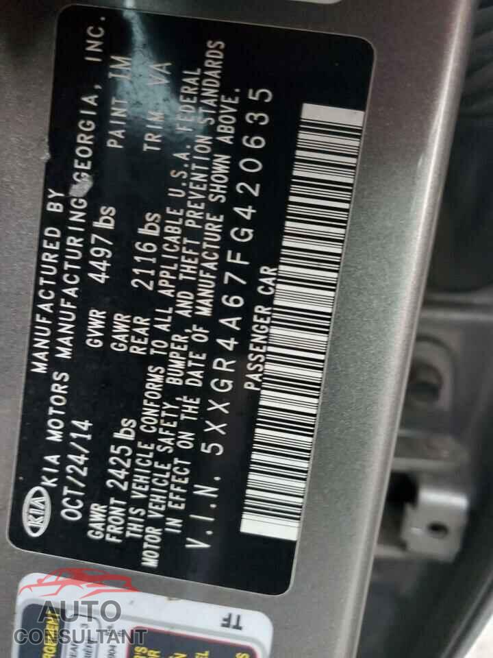 KIA OPTIMA 2015 - 5XXGR4A67FG420635